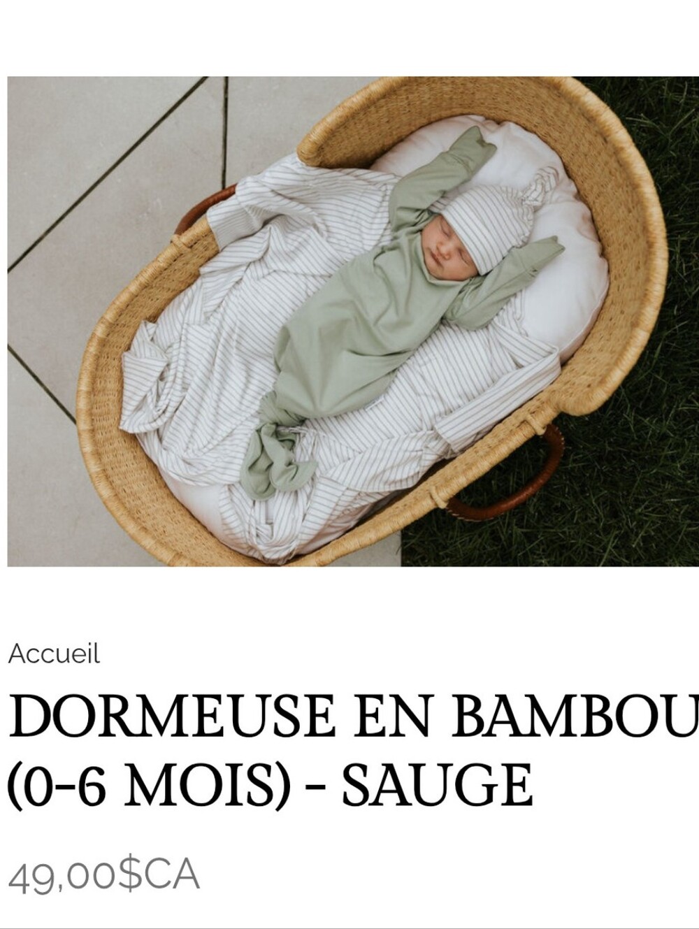 Zak & Zoé Baby Bamboo +Cotton Sleeperwear- Sage